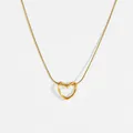 Elegante colgante de corazón hueco de acero dorado con una fina cadena de serpiente - Collar Colgante Corazón (DX030) / Dorado