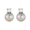 Elegante silberne Perlenohrstecker mit Zirkon-Inlay für einen minimalistischen Look - Graue Perle Silber Ohrstecker