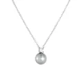 Minimalistische silberne Halskette mit dunkelgrauem Perlenanhänger und glänzendem Zirkon - Graue Perle Silber Halskette