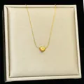 Elegant 18K gold plated heart pendant necklace made of durable polished stainless steel - Gold Mini Heart Style (8229)