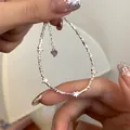 Minimalist silver star bracelet for women with heart charm and adjustable chain link - Broken Silver Gold Plated