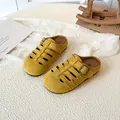 Yellow hollow out girls princess sandals with woven straps and adjustable buckle - EU 26 / Yellow