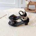 Black girls' princess Mary Jane shoes with sequined bow and low block heels - EU 27 / Black