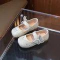 Silberne Glitzer-Mary-Jane-Schuhe für Mädchen mit Gazeschleife und Sternen - EU 21 / Beige