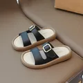 Sandales noires à double boucle pour filles avec semelle souple et boucle dorée - EU 26 / Noir