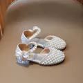 Zapatos de princesa plateados para niña con red de perlas y detalles de pedrería - EU 27 / Plateado