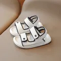 Kids velcro sport sandals in white and black with anti-slip soft rubber soles - EU 27 / White