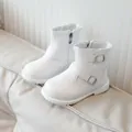 Mädchen weiße Prinzessin Stiefeletten aus Kunstleder mit Reißverschluss und Schnallen - EU 21 / Weiß