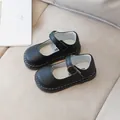 Zapatos Mary Jane negros para niña con hebilla vintage y detalles de costura blanca - EU 21 / Negro