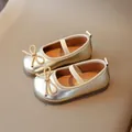 Zapatos Mary Jane dorados para niñas con lazo beige y suela antideslizante - EU 21 / Dorado