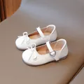 Zapatos Mary Jane blancos para niñas con lazo y hebilla de corazón diseño suave - Blanco