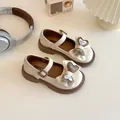 Zapatos Mary Jane beige para niña con lazo y suela de goma marrón de alta calidad - EU 26 / Beige