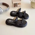Sandales à plateforme noires pour enfants avec double bride et nœud pour l'été - EU 26 / Noir