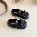 Chaussures princesse noires matelassées pour filles avec nœud et bande auto-agrippante - 16 / Noir