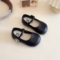 Zapatos Mary Jane negros para niña con flor de camelia y detalle de hebilla de perlas - 18 / Negro