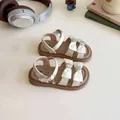 Girls' cream open-toe sandals with rhinestone bows and adjustable heart strap - EU 21 / Beige