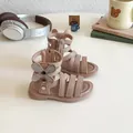Pink girls' gladiator sandals featuring rhinestone butterfly and zip back closure - EU 22 / Pink
