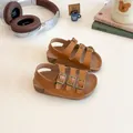 Sandalias marrones para niños estilo Birkenstock con triple hebilla y corcho - EU 21 / Marrón