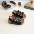 Sandalias de corcho negras para niños con tres hebillas de bronce ajustables de estilo retro - EU 21 / Negro