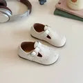 Weiße Pailletten Mary Jane Schuhe für Mädchen mit Glitzerspitze und Klettverschluss - 21-25 / Beige