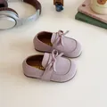 Pink suede princess flats for girls featuring a cute bow and comfortable soft sole - 21 / Pink
