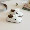Cream white girls princess shoes with lace bow and woven texture details - EU 21 / White
