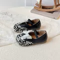 Girls black Mary Jane shoes with silver sequins and white tulle bow decoration - EU 21 / Black