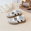 Kids Mary Jane sneakers in white leather with grey suede toe and velcro strap - EU 27 / White