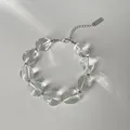 Detail eines klaren Kristallperlenarmbands mit silbernem Verschluss und Verlängerung - Transparentes Kieselperlen-Stil (Stil 2)