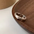 Anello aperto regolabile in argento sterling S925 con motivi di stelle da donna - Stile Stella d'Argento Aperto