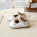 Chaussures Mary Jane blanc crème pour filles avec double nœuds et fermeture velcro - EU 21 / Blanc Cassé