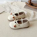 Scarpe Mary Jane color crema per bambine con fiocco carino e cinturino elastico - EU 21 / Beige
