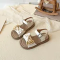 Mädchen Sandalen in Creme mit beiger Schleife und Klettverschluss Design - EU 26 / Weiß