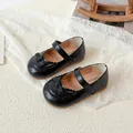 Classic black Mary Jane shoes for girls featuring a matte finish and bow detail - EU 21 / Black