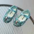 Sparkly blue sequin princess shoes for girls with rhinestone bow and soft sole - EU 34 / Blue