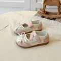 Pink and white Mary Jane shoes with bow decoration and elastic straps for girls - EU 22 / Pink