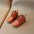 Classic brown leather kids boots with brogue detailing and convenient side zipper - EU 21 / Brown