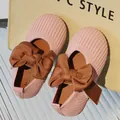 Chaussures Mary Jane en tricot rose pour filles avec grand nœud en satin marron - EU 24 / Rose