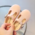 Toddler girls pink T-strap Mary Jane shoes with soft sole and vintage metal buckle - 19 / Pink