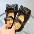 Chaussures Mary Jane noires pour filles avec grand nœud et semelles souples en gomme - EU 21 / Noir