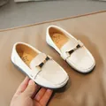 White children's loafers with woven texture and metal horsebit detail - EU 26 / White