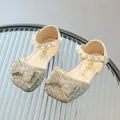 Zapatos de princesa plateados con lentejuelas para niña con lazo y perlas - EU 21 / Plateado