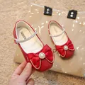 Red patent leather girls princess shoes with sparkling bow and rhinestone buckle detail - 26-30 / Red