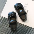 Zapatos Mary Jane para niña en cuero acolchado negro con lazo y cierre de velcro - EU 21 / Negro