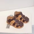 Classic brown toddler roman sandals with closed toe design and non-slip rubber sole - 16 / Brown