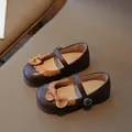 Klassische dunkelbraune Mary Jane Schuhe für Mädchen mit Schleife und Wellenkante Detail - 21 / Braun