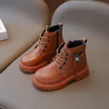 Botas martin de cuero marrón caramelo para niños con cremallera y remache de estrella - EU 21 / Marrón