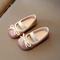 Toddler girl's pink sequin Mary Jane shoes with cream bow and elastic strap details - EU 21 / Pink