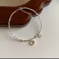 Vista de pulsera de plata S925 con cuentas irregulares y colgante de corazón de color - Estilo con Colgante de Corazón / Dorado
