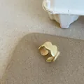 Detalle de anillo de onda dorada mate con superficie texturizada y curva irregular - Oro Mate